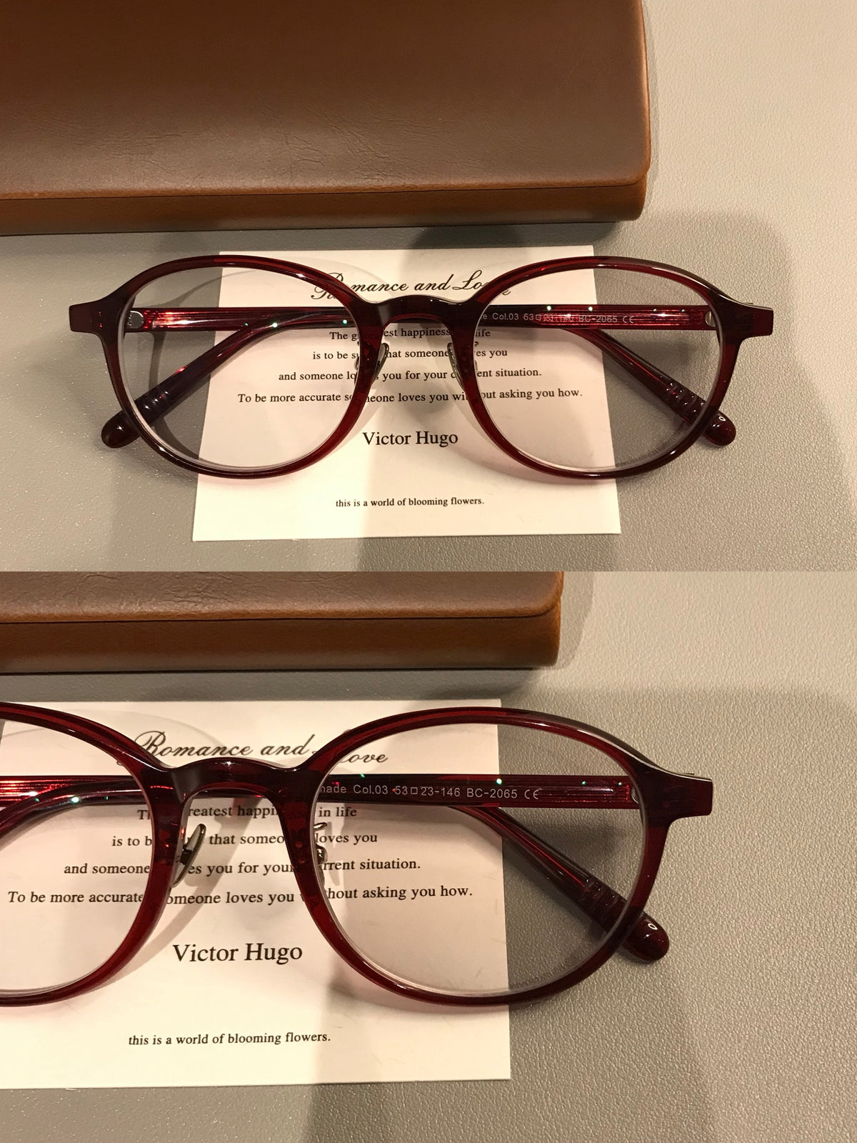 Oval Eyeglass Frames with a Thick Upper Rim, Black, Burgundy or Tortoi front view