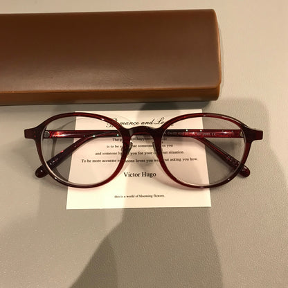 Oval Eyeglass Frames with a Thick Upper Rim, Black, Burgundy or Tortoi additional product view