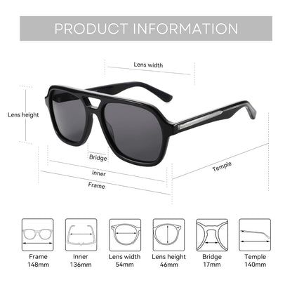 Acetate Tortoise Pilot Polarized UV400 Sunglasses | Classic Unisex Shades – CINILY UK temple detail