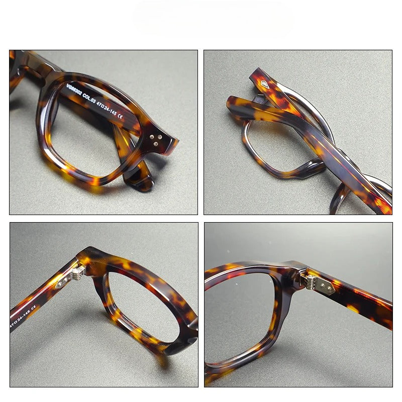 Vintage Thick Acetate Square Eyeglasses Frame | Handmade frame detail