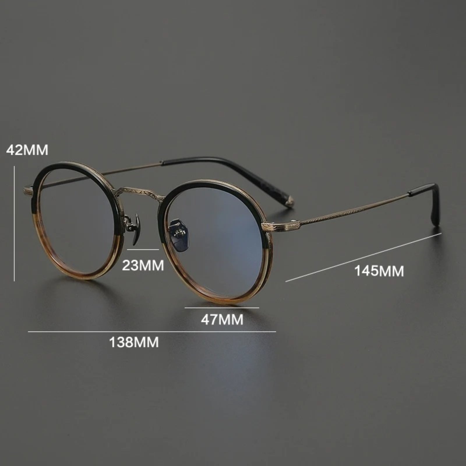 Titanium Tortoise Round Prescription Eyeglasses | Handmade Optical Frame for Rx Lenses – CINILY UK lens detail