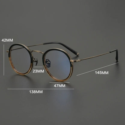Titanium Tortoise Round Prescription Eyeglasses | Handmade Optical Frame for Rx Lenses – CINILY UK lens detail