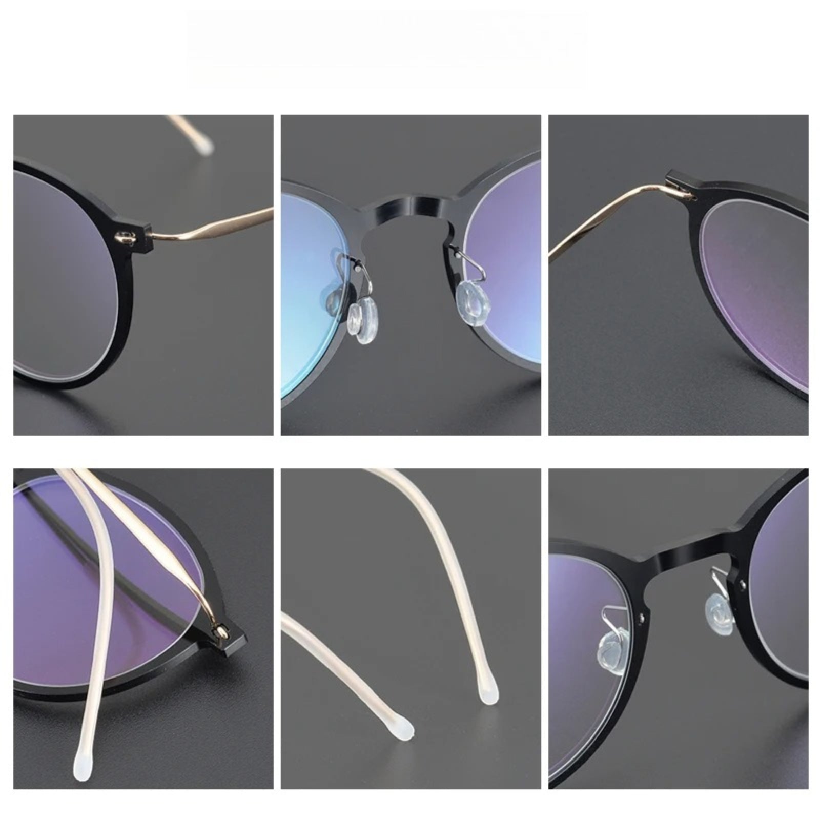 Titanium Transparent Round Eyeglasses | Ultra-Light Minimal Optical Frames – CINILY UK temple detail