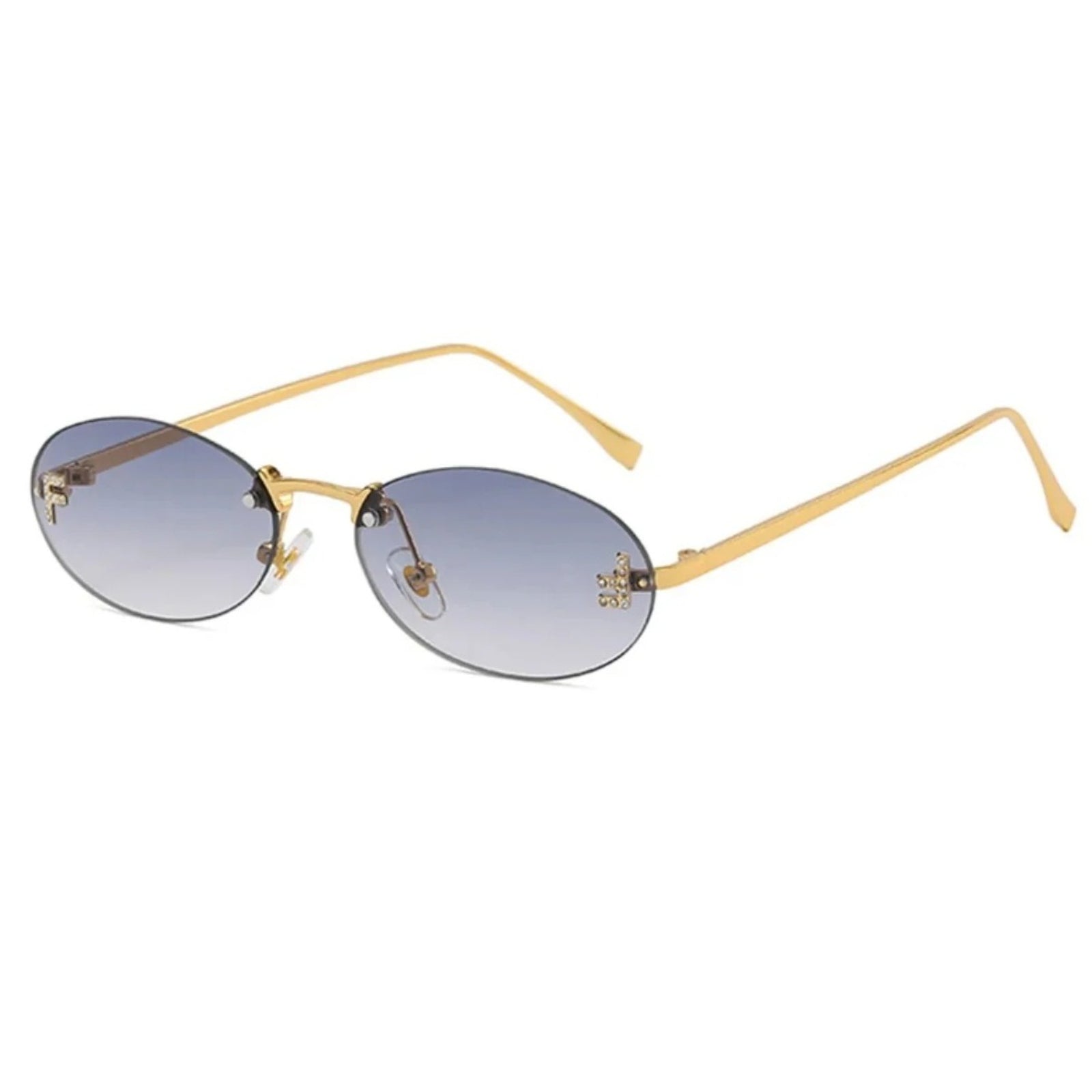 Rimless Oval UV400 Sunglasses | Elegant Women’s Fashion Shades – CINILY UK - Gray