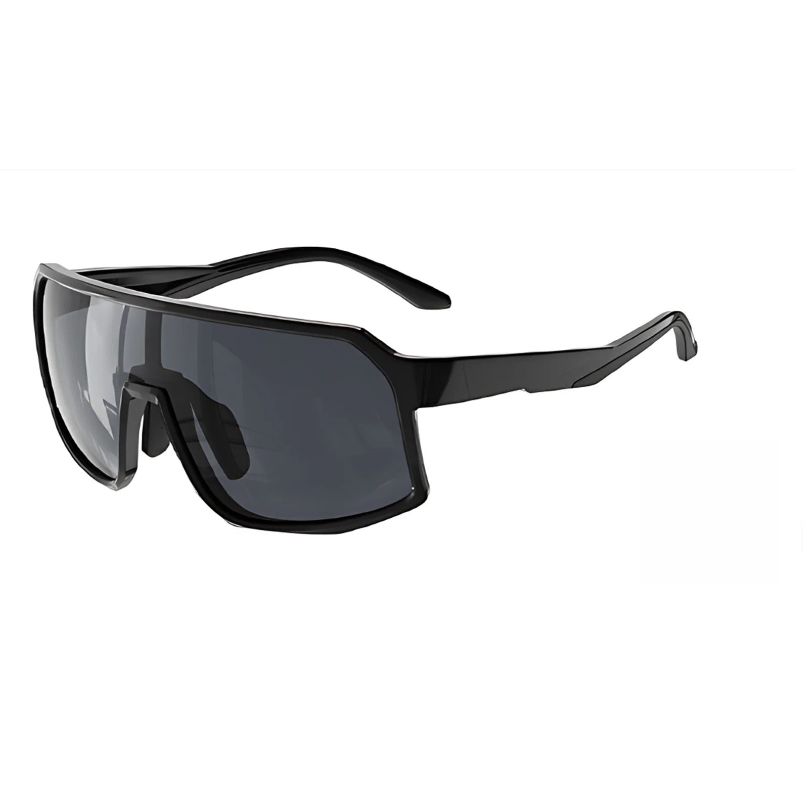 Square Shield Polarised Sports Sunglasses for Cycling and Outdoor Training - Black