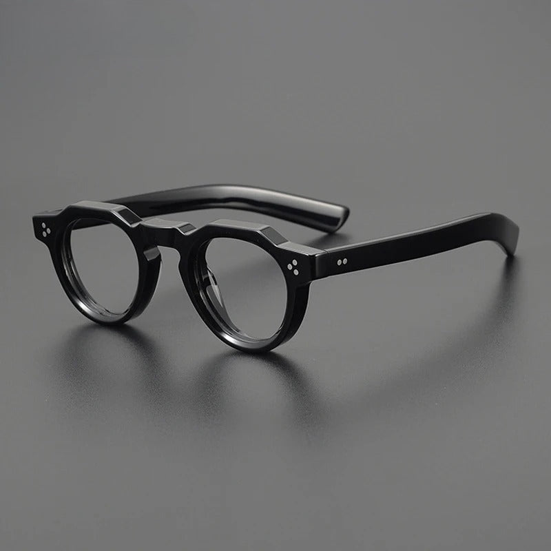 Vintage Small Round Acetate Glasses Frame | Prescription-Ready front view