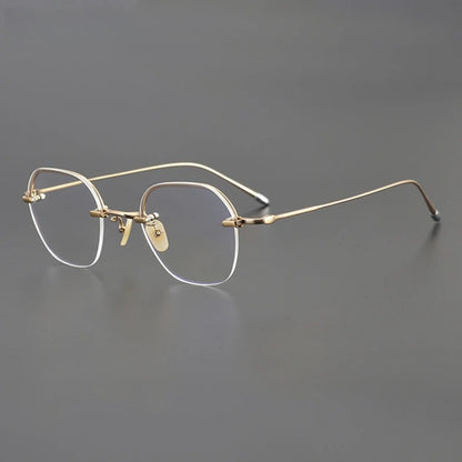 Titanium Rimless Geometric Prescription Eyeglasses | Ultra-Light Optical Frame for Rx Lenses – CINILY UK side view