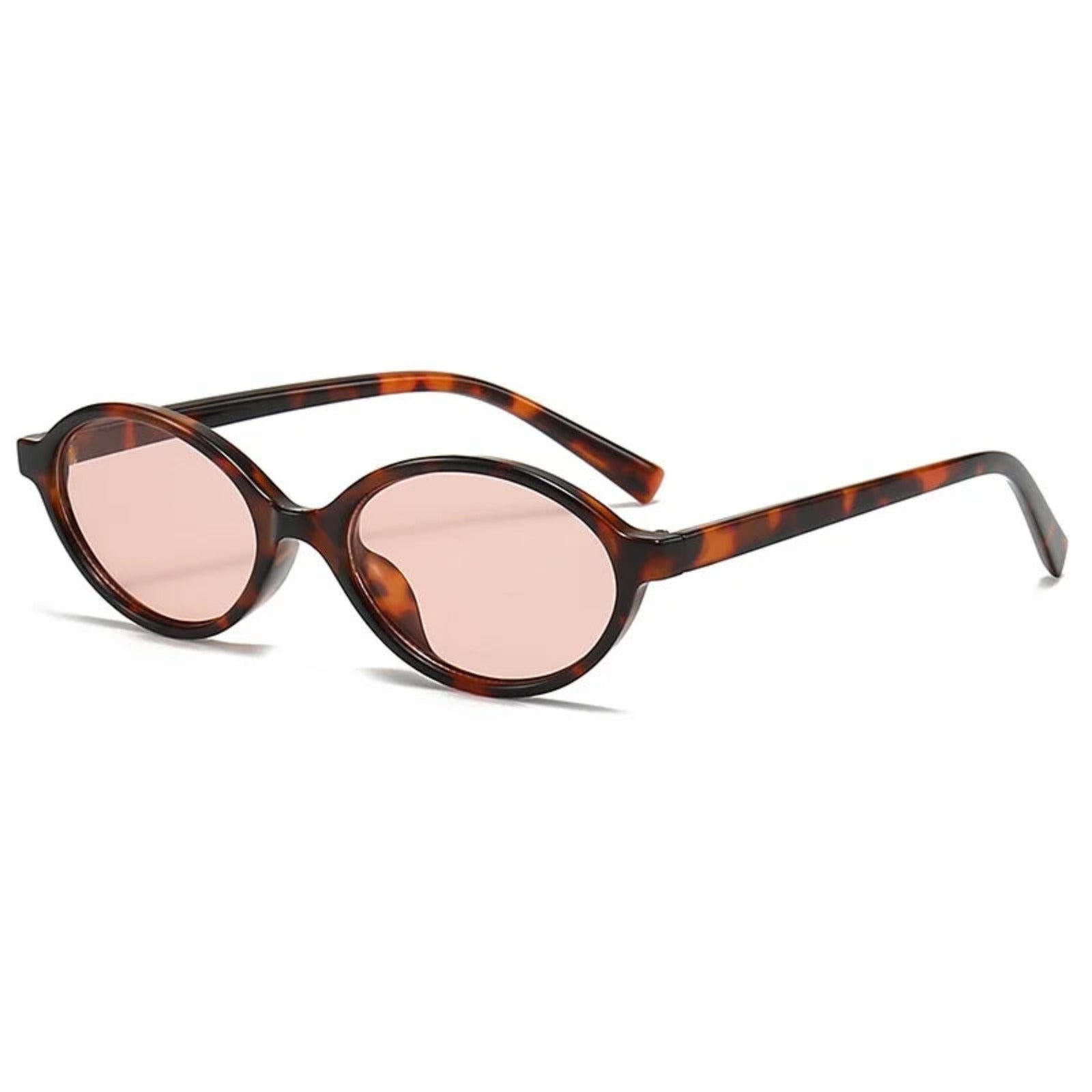 Small Oval UV400 Sunglasses | Vintage Unisex Fashion Shades – CINILY UK - Leopard