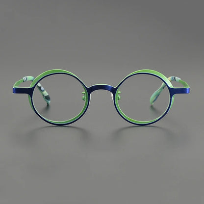 Titanium Colour-Accent Round Prescription Eyeglasses | Creative Lightweight Rx Glasses – CINILY UK front view
