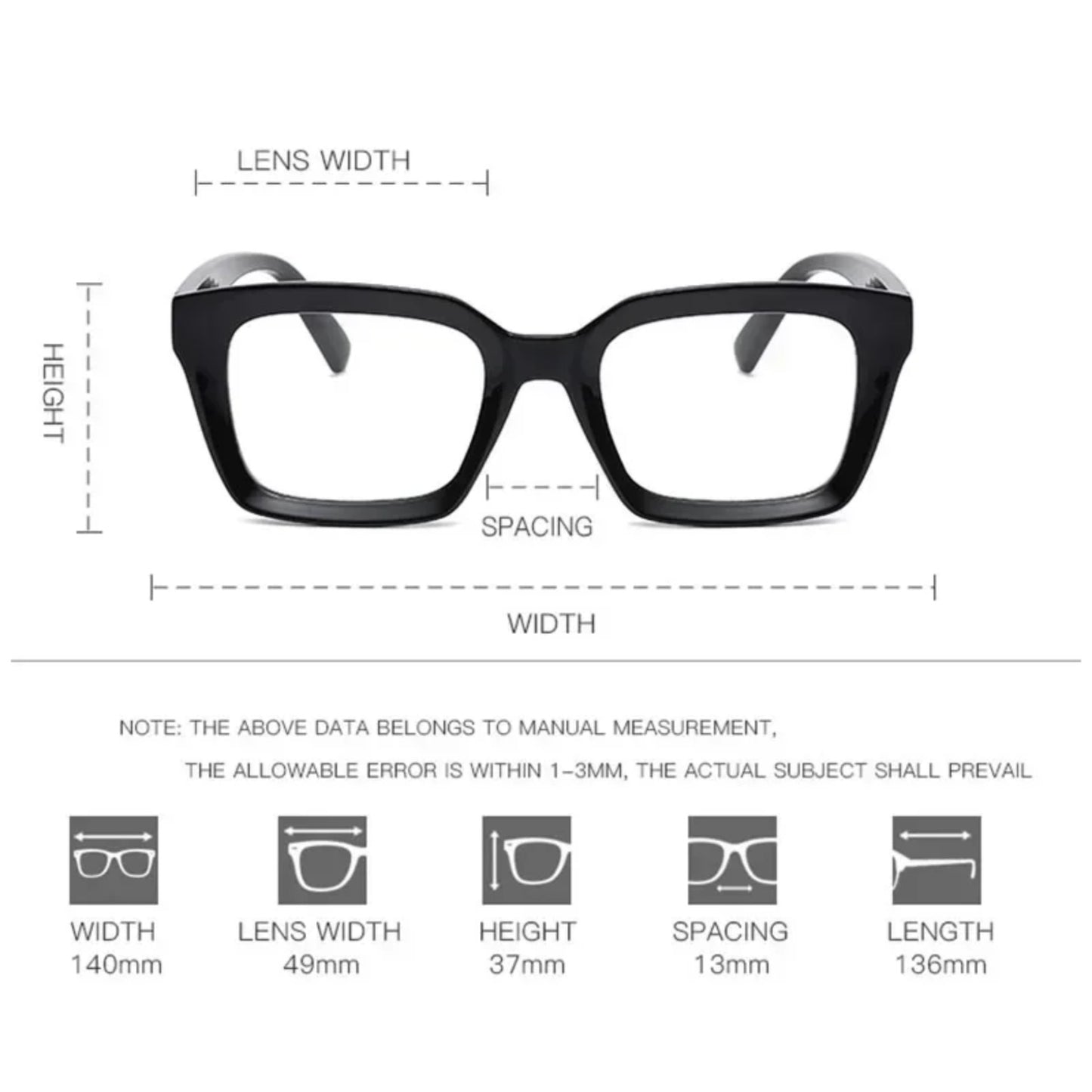 Plastic Titanium Bold Square Blue Light Reading Glasses