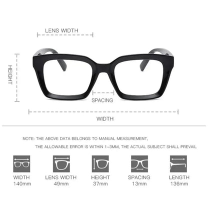 Plastic Titanium Bold Square Blue Light Reading Glasses