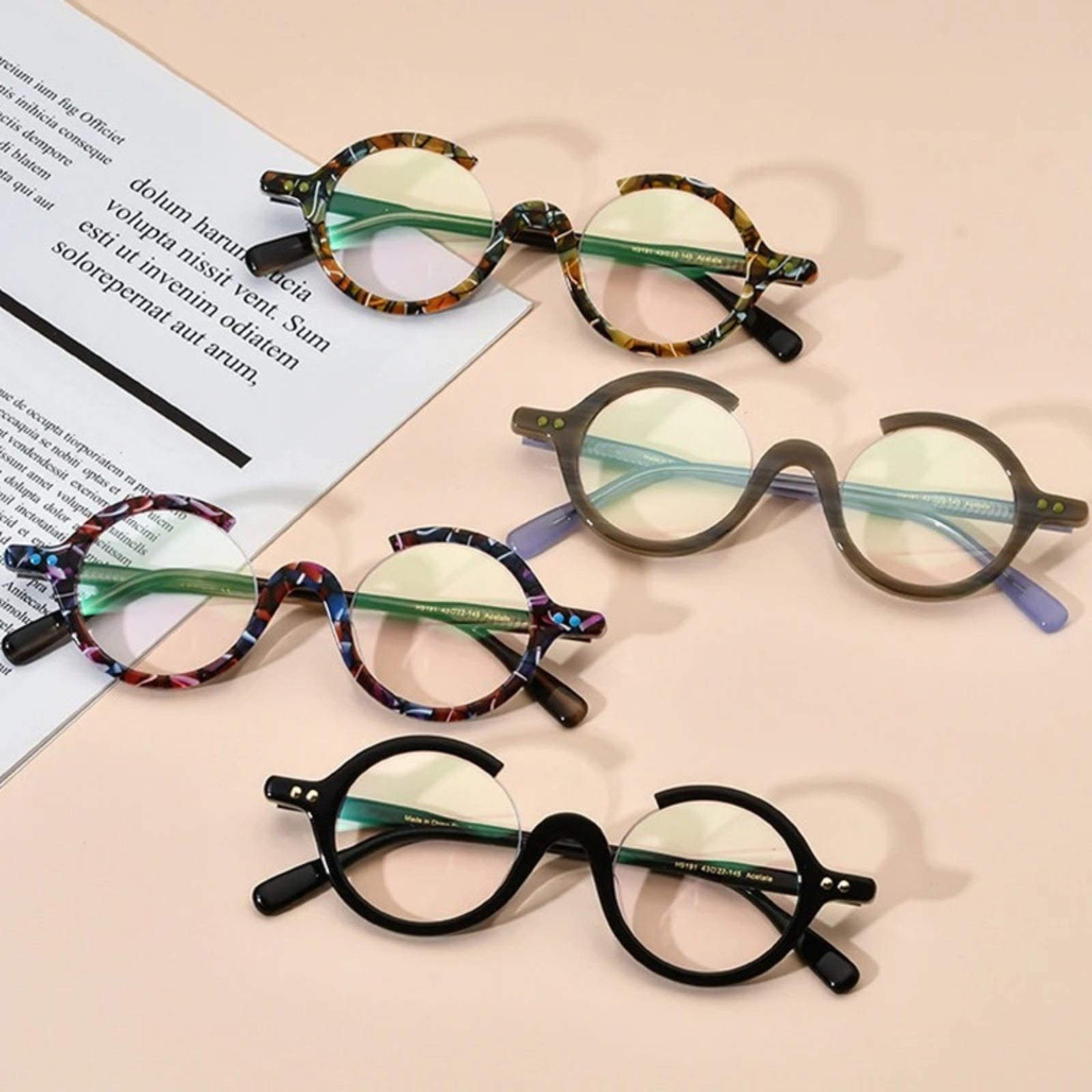 Acetate Round Prescription Eyeglasses | Bold Designer Rx Glasses – CINILY UK frame detail