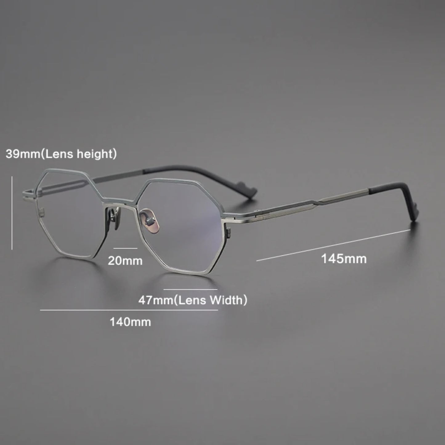Titanium Matte Blue Geometric Eyeglasses