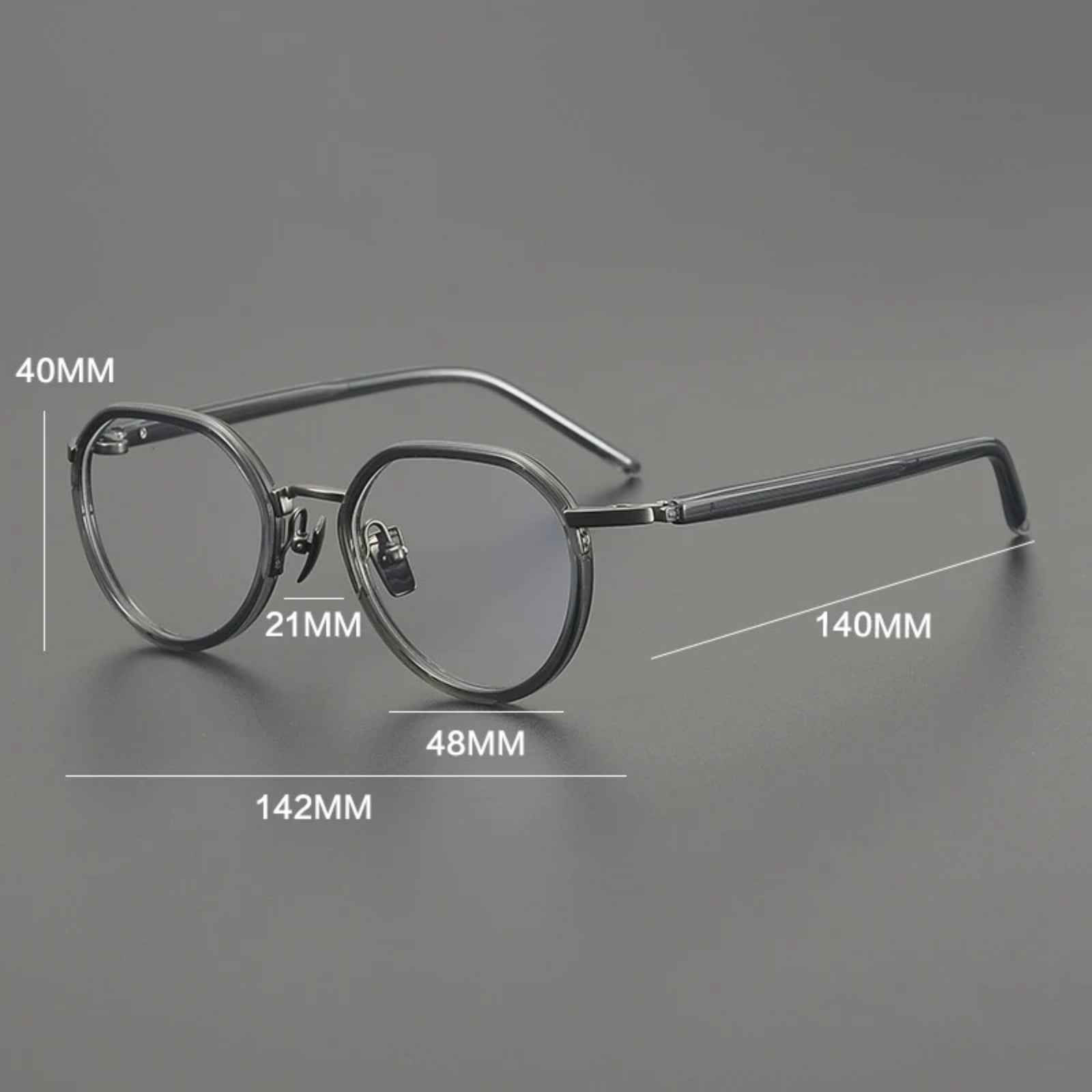 Titanium Acetate Panto Eyeglasses temple detail