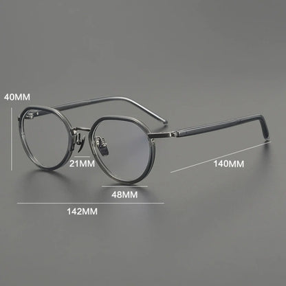 Titanium Acetate Panto Eyeglasses temple detail