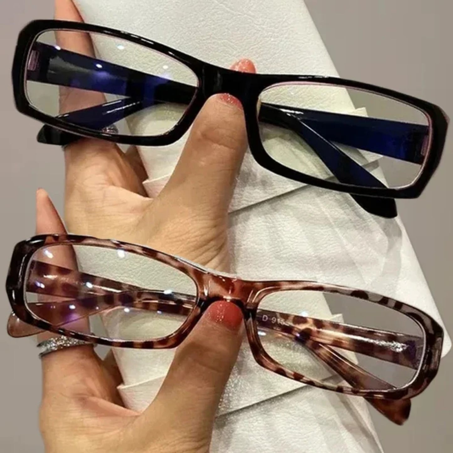 Plastic Tortoise Rectangle Blue Light Glasses