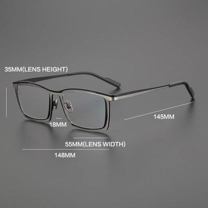 Titanium Electric Blue Square Prescription Eyeglasses | Bold Lightweight Rx Glasses – CINILY UK temple detail