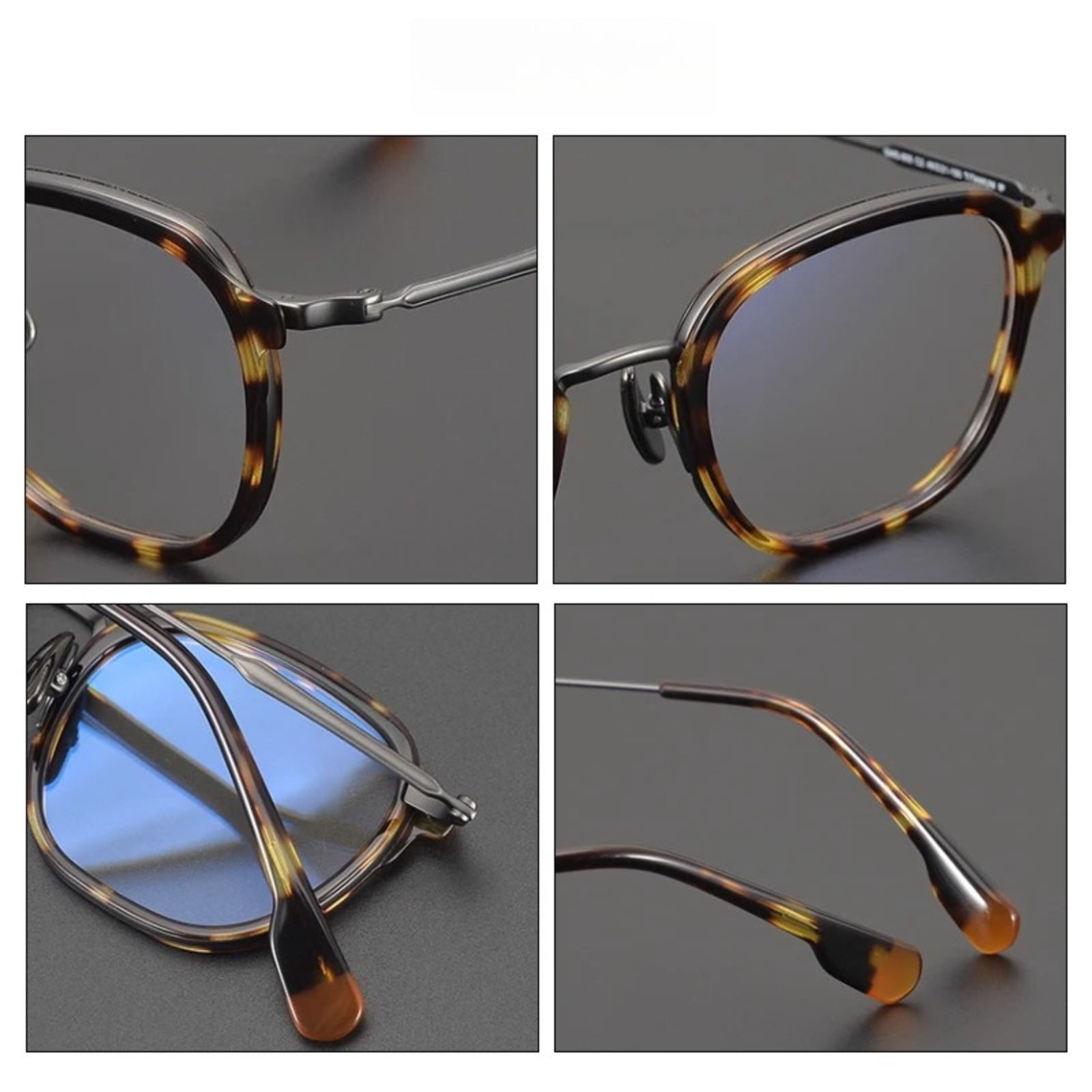 Titanium Tortoise Round Prescription Eyeglasses | Lightweight Optical Frame for Rx Lenses – CINILY UK temple detail