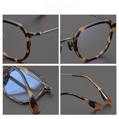 Titanium Tortoise Round Prescription Eyeglasses | Lightweight Optical Frame for Rx Lenses – CINILY UK temple detail